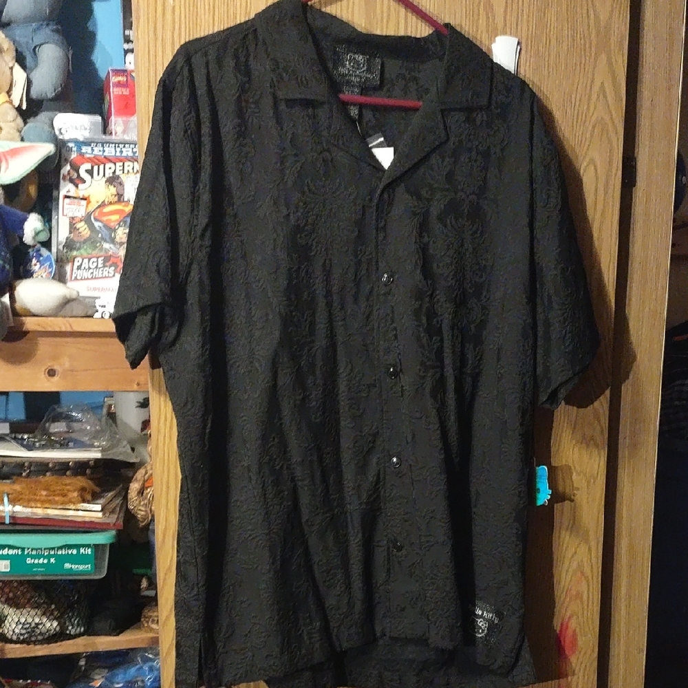 Forever 21 Men's Textured Black Button Down Shirt